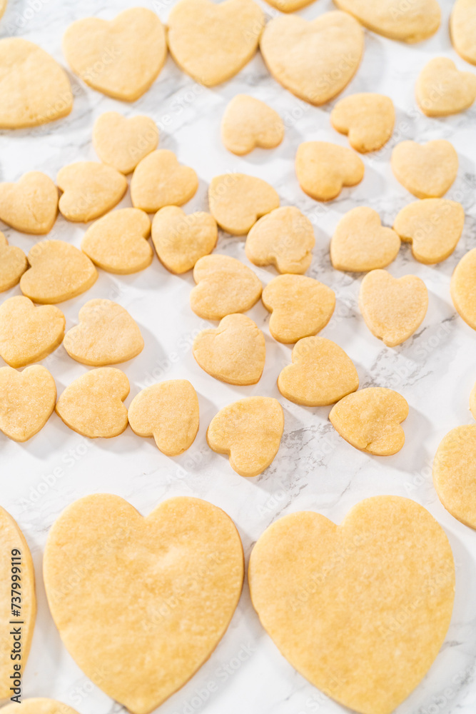 Heart-shaped sugar cookies with royal icing Heart-shaped sugar cookies with royal icing