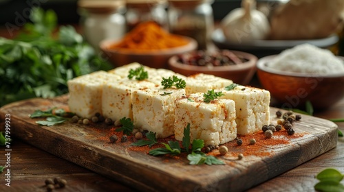 Spiced Paneer Cubes with Fresh Herbs and Smoky Flavor