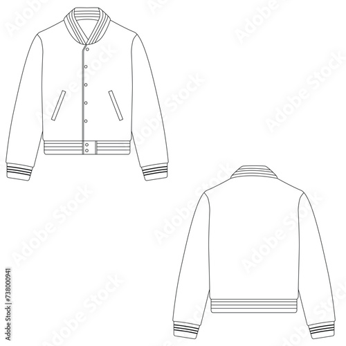Varsity jacket template design. Blank varsity jacket mockup