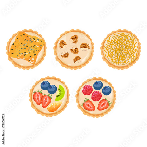Hand drawn vector illustration of fruit pia cake or kue pia buah indonesian traditional cake