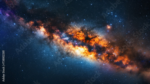 A cosmic dance of fireworks against the Milky Way's gentle glow