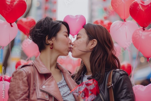 女性同士でキスしている日本人女性（恋人・LGBTQ・レズビアン） © Maki_Japan
