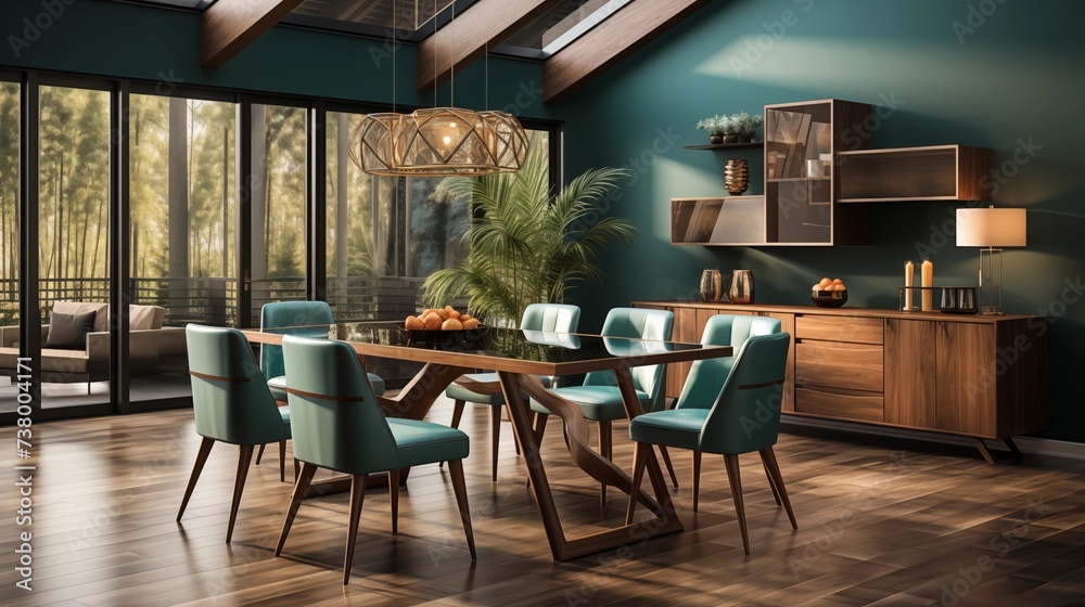 Chocolate Brown and Teal Dining Area Elegance