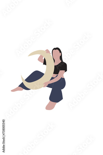 The silhouette of a woman and the moon. women's astrology. zodiac signs, fortune-telling cards and predictions, forecast. Tarot