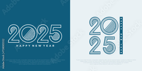 Happy new year 2025 design. With colorful truncated number . vector illustration