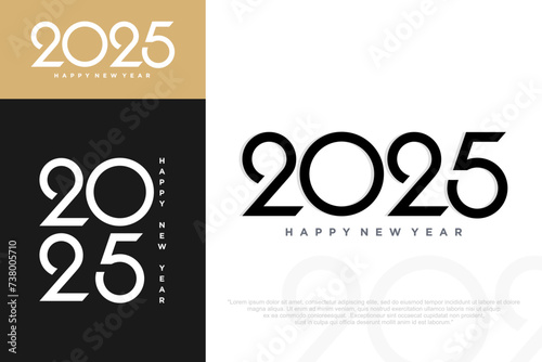 Happy new year 2025 design. With colorful truncated number . vector illustration