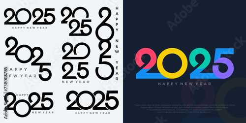 Big Set of 2024 Happy New Year logo text design. 2025 number design template. Vector illustration