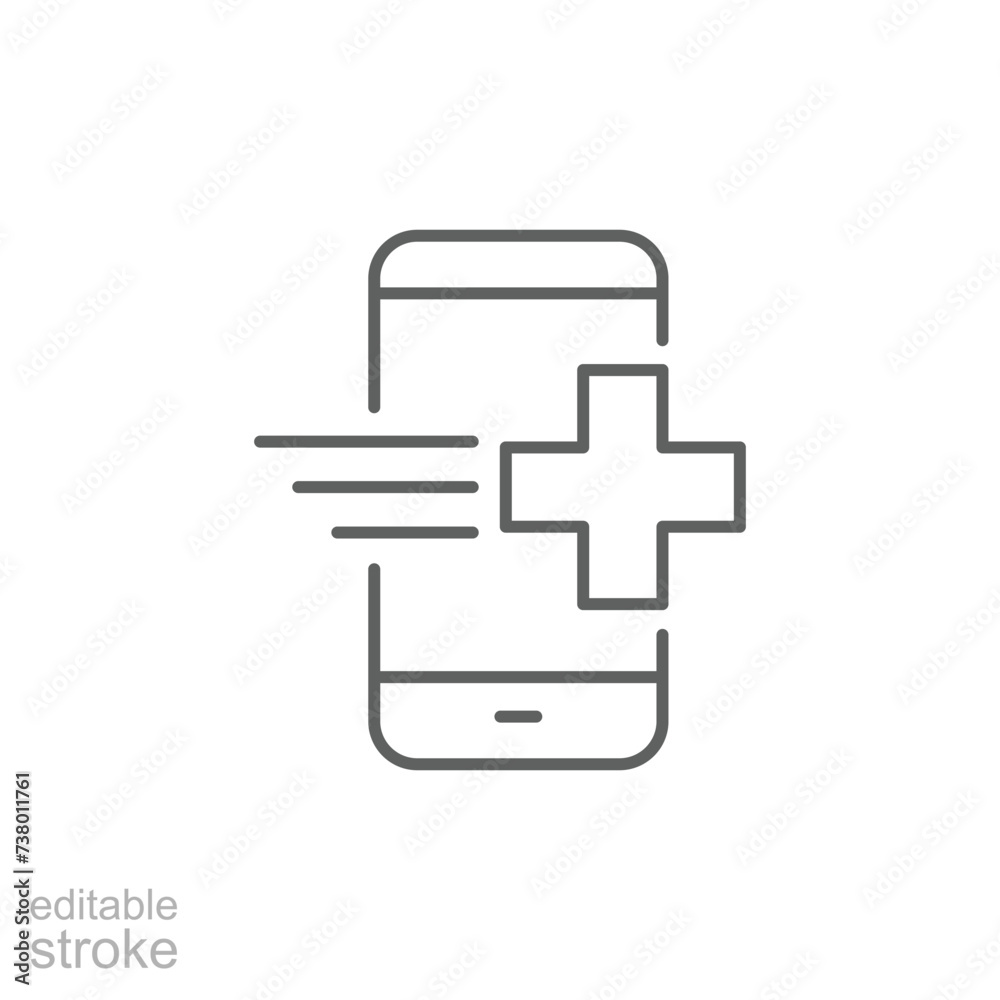 Call doctor icon. Simple outline style. Online phone medical help, health consultation, emergency telephone concept. Thin line symbol. Vector illustration isolated. Editable stroke. Call doctor icon. Simple outline style. Online phone medical help, health consultation, emergency telephone concept. Thin line symbol. Vector illustration isolated. Editable stroke.