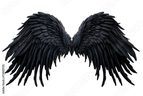 Pair of Black Wings. A photo showing a pair of black wings against a white background, showcasing their form and contrast.