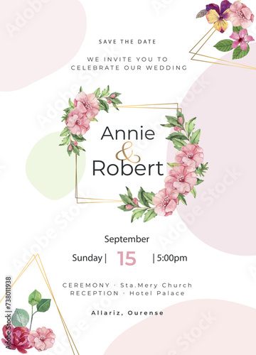 Rose Wedding Invitation, save the date, thank you, weeding card Design template.