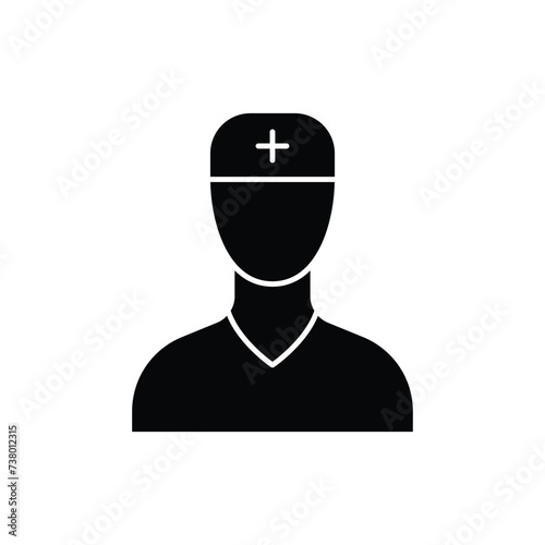 Nurse icon. Simple solid style. Medic, male, people, man, doctor, health, medical, hospital concept. Black silhouette, glyph symbol. Vector illustration isolated.