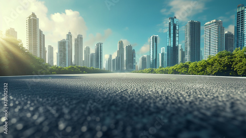 A picturesque scene unfolds as an asphalt road winds its way through the city