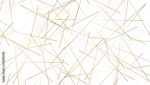 Random chaotic lines abstract geometric pattern, Golden and white geometric pattern. Vector art