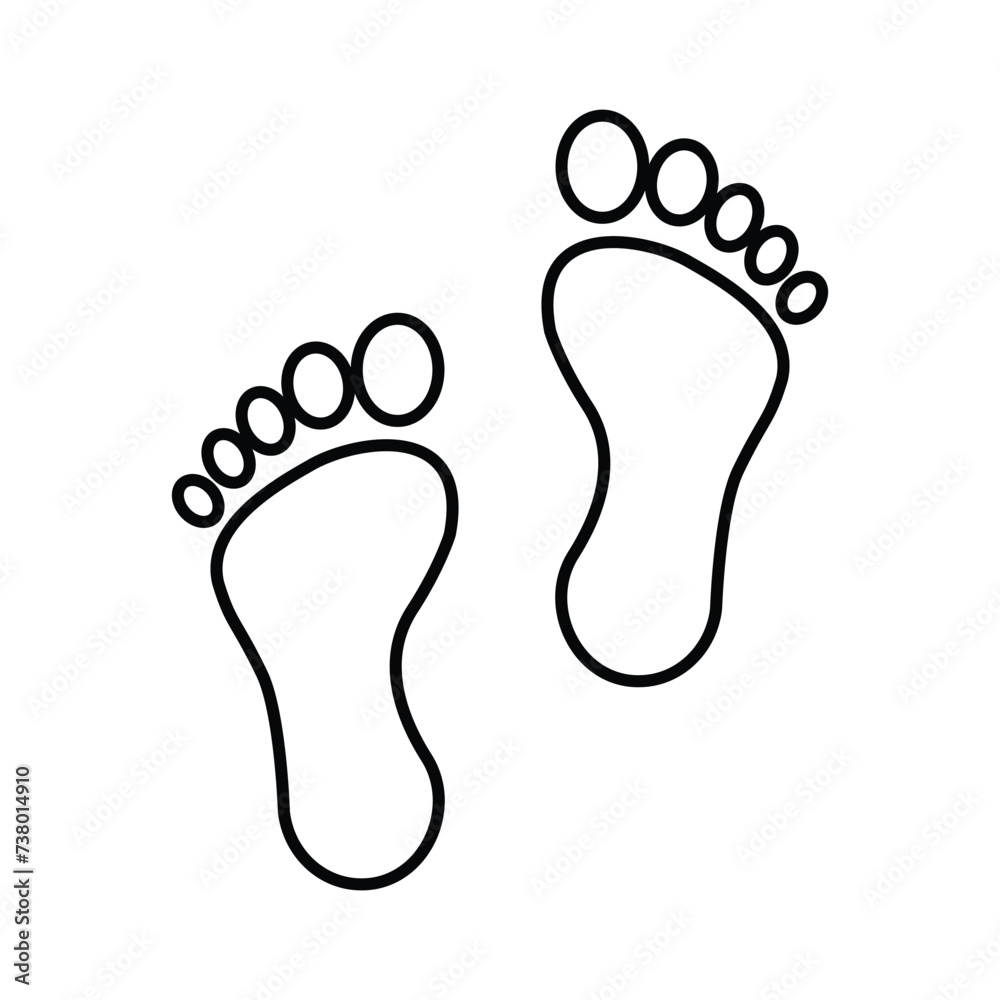 Foot print icon. Simple outline style. Bare foot print, feet, human footstep, footprint concept. Thin line symbol. Vector illustration isolated.