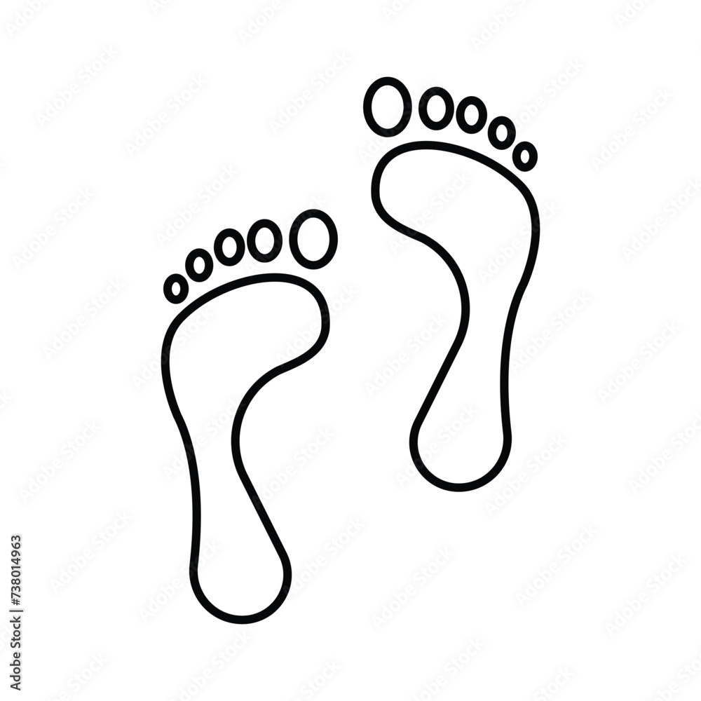 Foot print icon. Simple outline style. Bare foot print, feet, human footstep, footprint concept. Thin line symbol. Vector illustration isolated. Foot print icon. Simple outline style. Bare foot print, feet, human footstep, footprint concept. Thin line symbol. Vector illustration isolated.