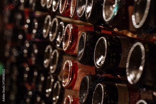 wine bottles in a cellar