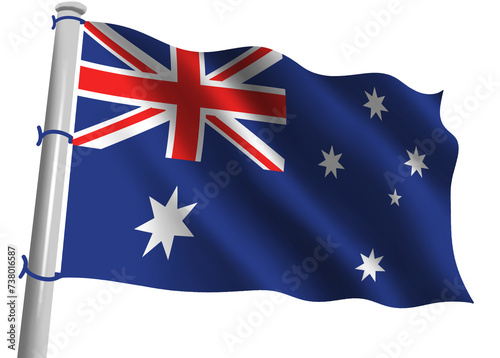 3d australian conuntry flag with pole