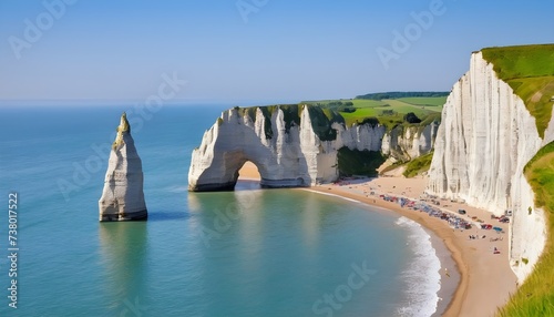 The famous cliffs at Etretat in Normandy, France