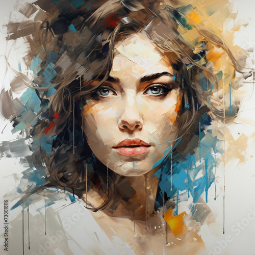 painting - portrait of a young girl. strokes of paint
