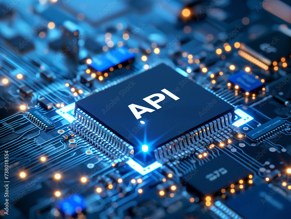 Application Programming Interface (API) design. Software development tool, information technology, modern technology, internet and networking concept on dark blue background, Generative AI Application Programming Interface (API) design. Software development tool, information technology, modern technology, internet and networking concept on dark blue background, Generative AI