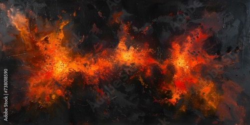 Fiery Passion Ignites in Abstract Vision against a Dark Canvas. Concept Abstract Art, Fiery Passion, Dark Canvas, Vision