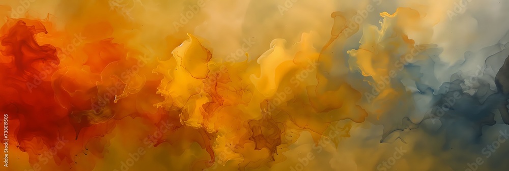 Abstract Artistic Background of Swirling Warm and Cool Colors, Expressive Dynamic Fluid Painting, Creative Design