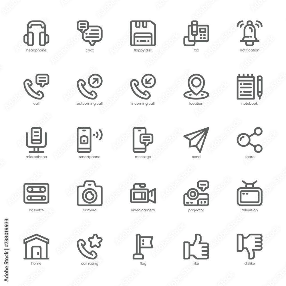 Content Communication icon pack for your website, mobile, presentation, and logo design. Content Communication icon outline design. Vector graphics illustration and editable stroke.