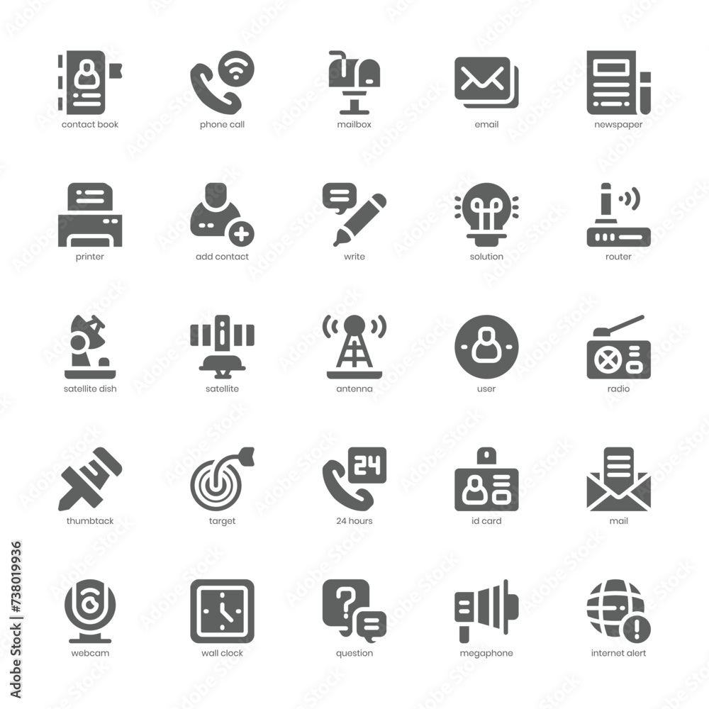Content Communication icon pack for your website, mobile, presentation, and logo design. Content Communication icon glyph design. Vector graphics illustration and editable stroke.