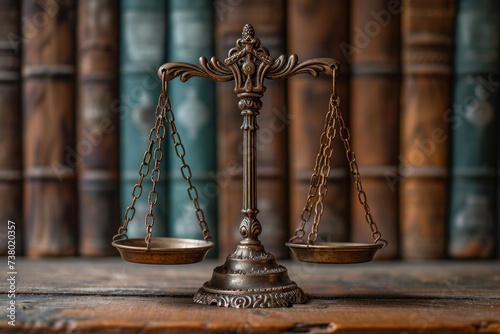The scales of justice are on the table in the interior