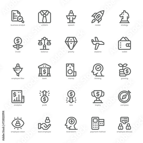 Business Analyst icon pack for your website, mobile, presentation, and logo design. Business Analyst icon outline design. Vector graphics illustration and editable stroke.