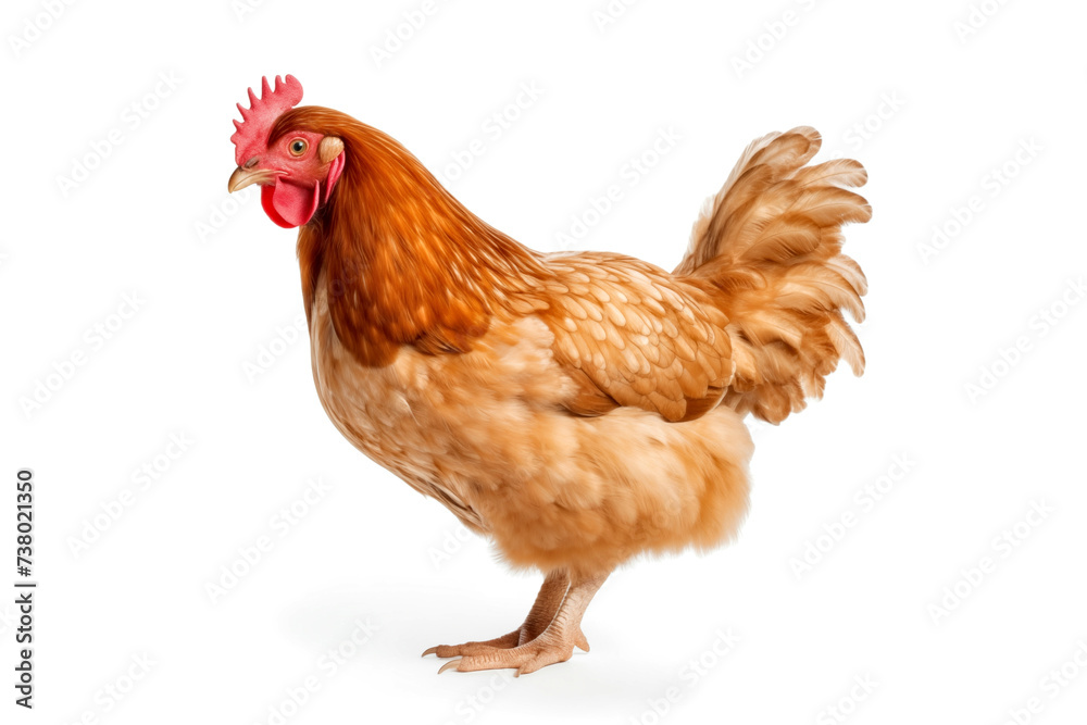 Fototapeta premium Brown hen isolated on white background.
