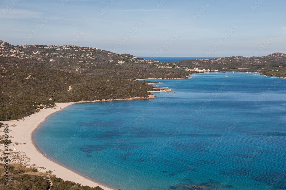 aerial view of Costa Smeralda beach liscia Ruja, Sardinia