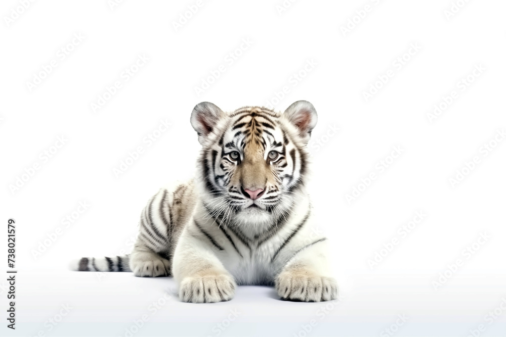 Obraz premium white tiger. Isolated over white background with shade