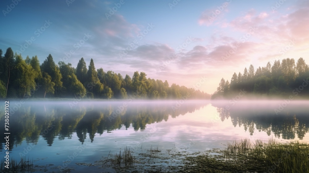 Create a serene lake view at sunrise, with mist gently rising from the calm waters, captured in 8k resolution for a breathtaking and realistic nature scene Create a serene lake view at sunrise, with mist gently rising from the calm waters, captured in 8k resolution for a breathtaking and realistic nature scene