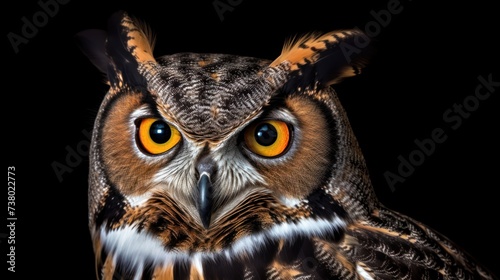 South American Great Horned Owl  Bubo virginianus nacurutu  - Nocturnal Bird