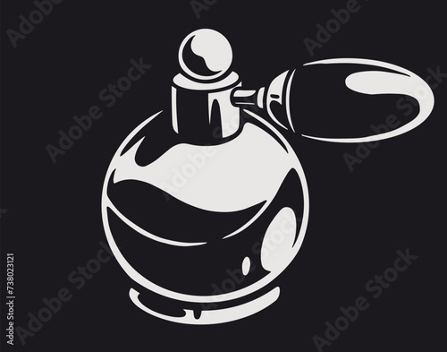 Perfume bottle vintage sticker monochrome