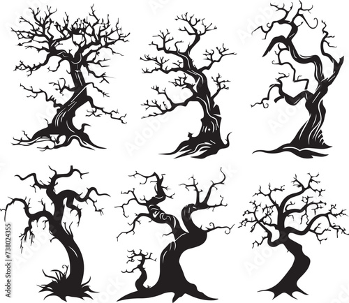 Set Trees. Hand drawn vector illustration 