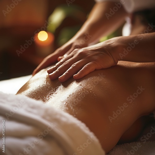 close up of a person back in the spa taking massage 