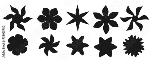 set of abstract flower shape silhouette vector isolated illustration