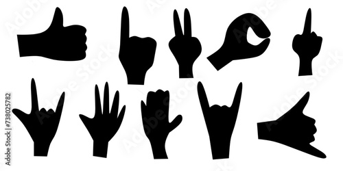 set of hand gestures isolated on white background  photo