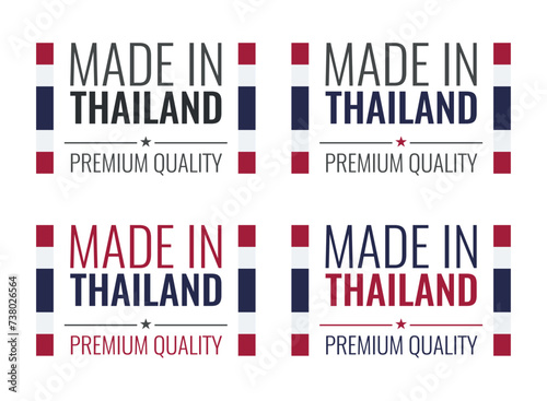 made in Thailand labels set, Kingdom of Thailand product icon