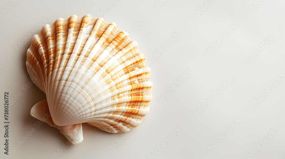 Natural Seashell on Soft Neutral Background