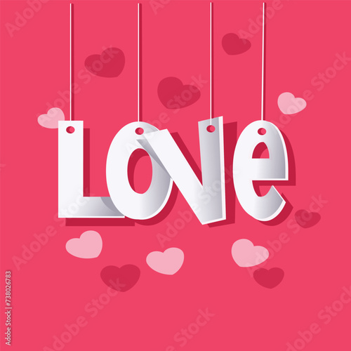 volumetric letters Love on a red background 