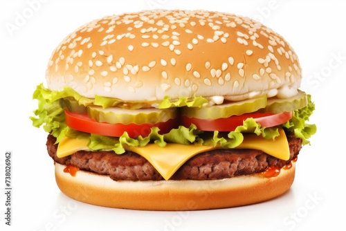 Classic hamburger stock photo isolated in white