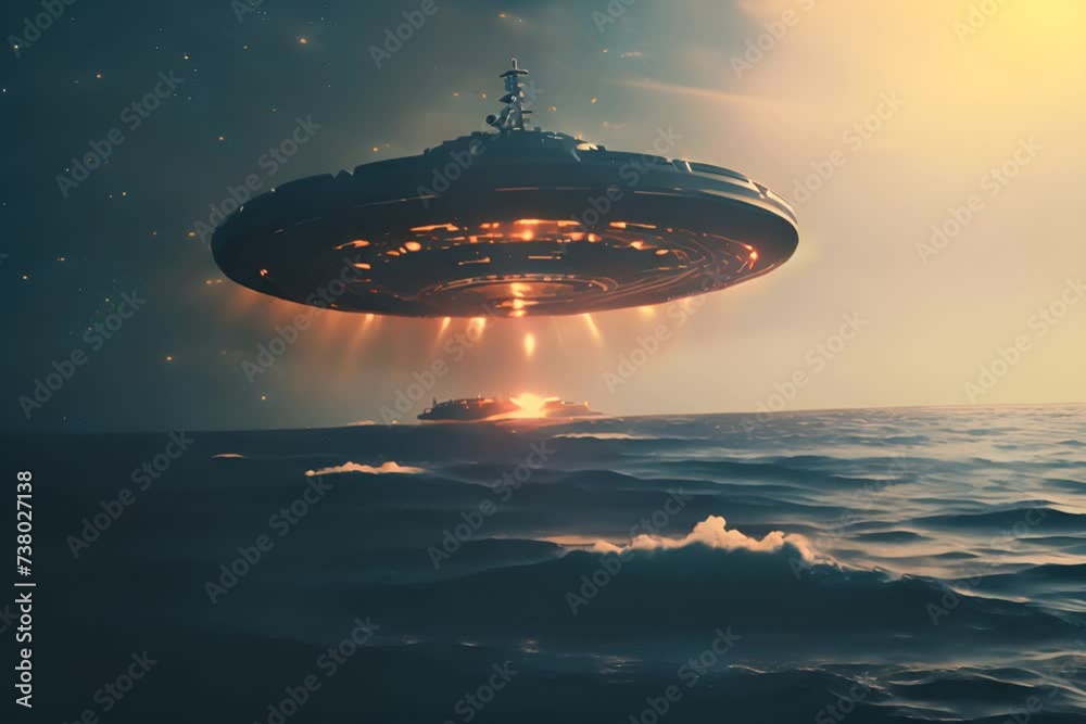 Spaceship spotted in the sky above the ocean UFO conspiracy theory ...