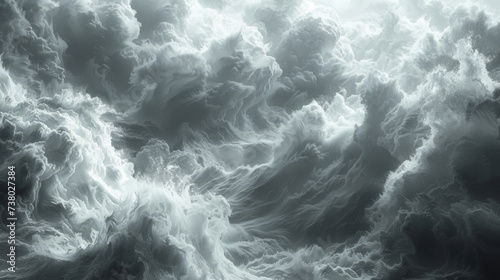 Closeup of frothy tumultuous storm clouds with a mix of smooth and rough textures.