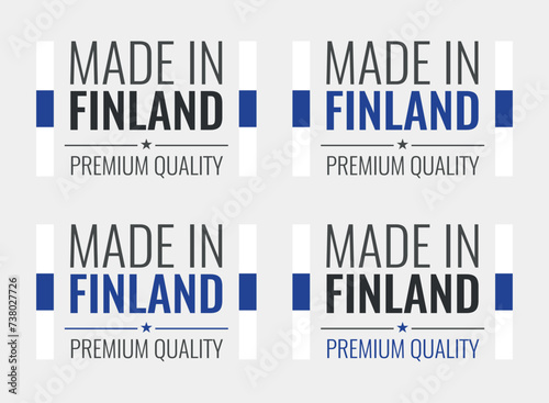 made in Finland labels set, made in Republic of Finland product icons