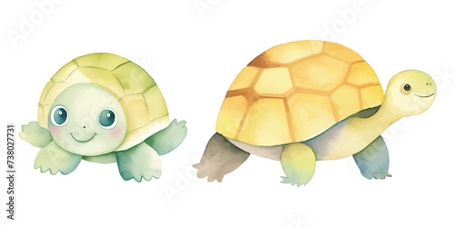 cute turtle watercolor vector illustration
