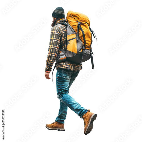 Tourist leads active healthy lifestyle walk on spare time Hiking trek rest travel trip concept photo