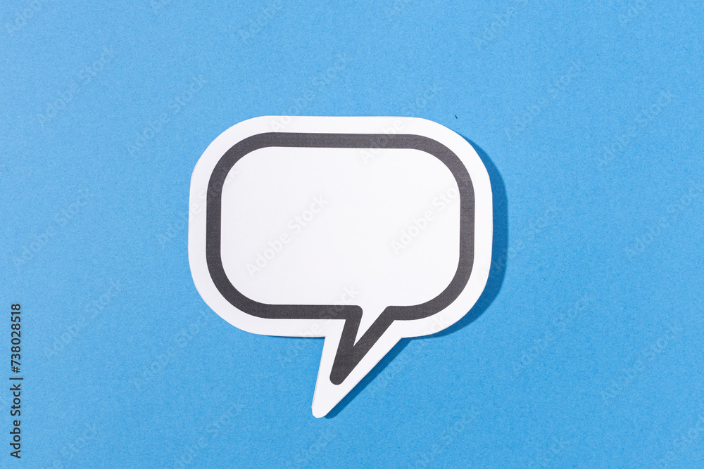 Blank Speech Bubble isolated on blue background. Mock up template Blank Speech Bubble isolated on blue background. Mock up template